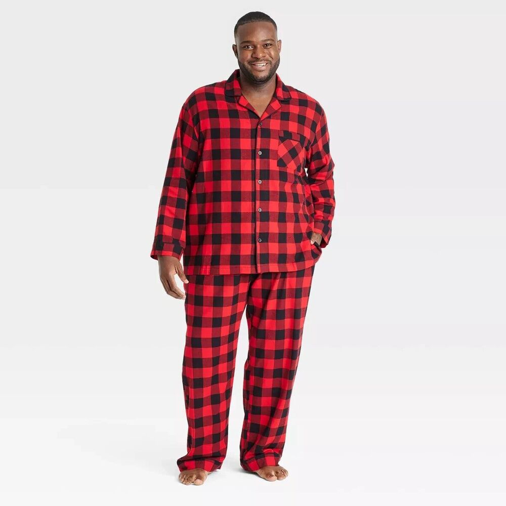 Wondershop Men's Buffalo Check Fleece Pajamas Red/Black 4XL